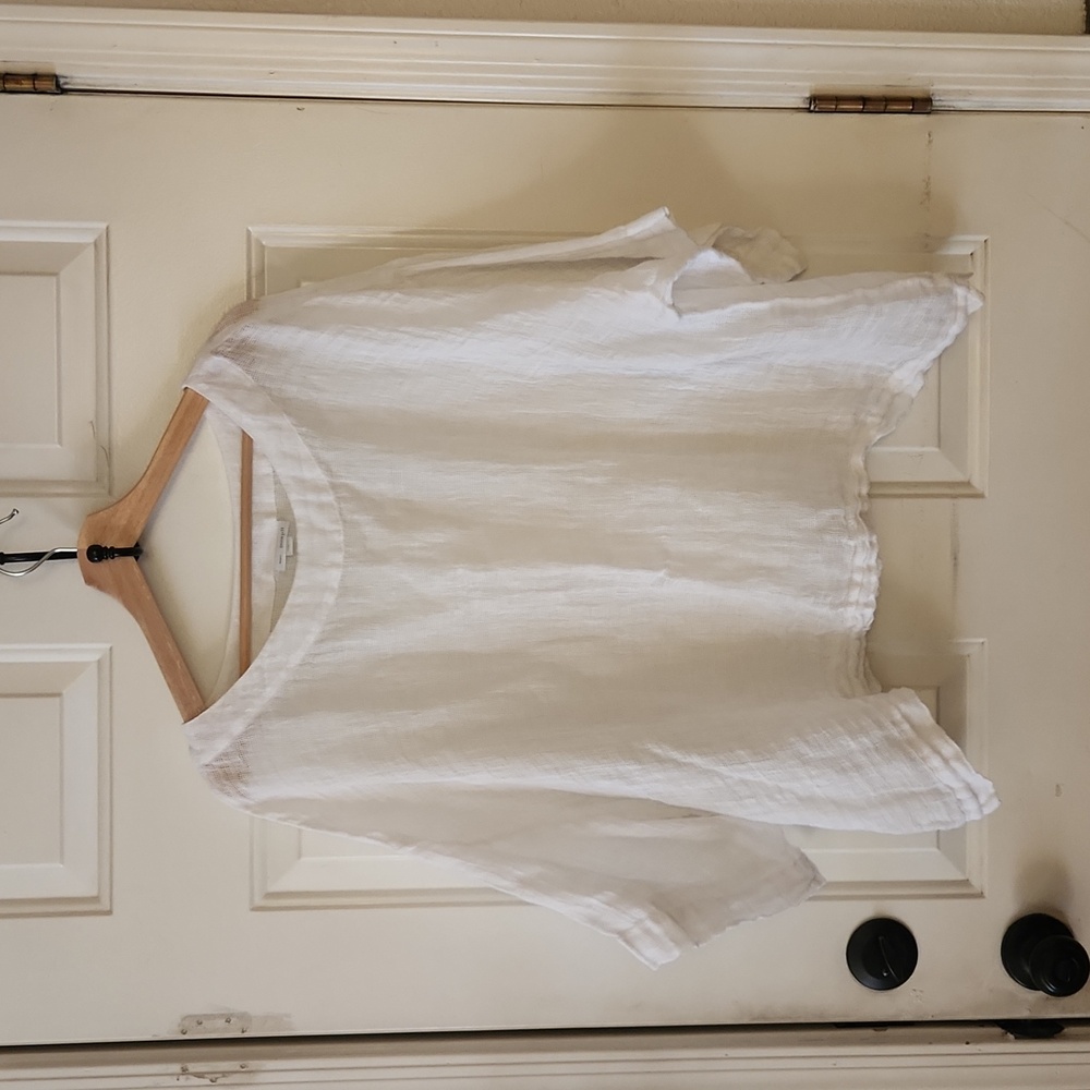 Linen top short sleeve sheer